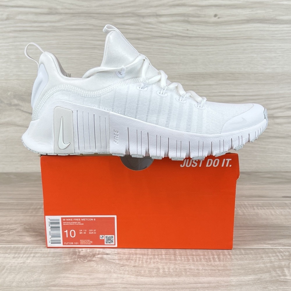 Nike Free Metcon 6 White Platinum Tint Nby FJ7126 101 Women's Size 10